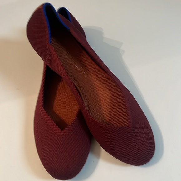 ROTHY’S THE FLAT Rounded Toe Ballet Flat Shoes Burgundy 10.5 Women - Picture 7 of 10